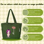 Sac en velours côtelé personnalisé avec fleur de naissance personnage et nom - Accessoire grande capacité - Cadeau d'anniversaire pour les femmes