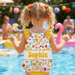 Personalised Cute Ice Cream Sun Crab Cloud Pattern Drawstring Bag with Name Beach Party Daily Use Birthday Gift for Kids Friends Family