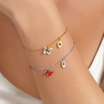 Personalized Birth Butterfly Leaf Pendant Bracelet with Initial Dainty Jewellery Daily Wear Anniversary Birthday Gift for Bestie Bridesmaid