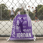 Personalized Sports Figure Silhouette Microfiber Drawstring Beach Backpack with Name Travel Essentials Beach Party Gift for Sports Lovers