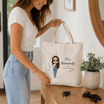 Personalised Pencil Garland Cartoon Teacher Canvas Tote Bag with Surname and Title Back to School Teacher's Day Graduation Gift for Teacher