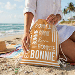 Personalized Sports Figure Silhouette Microfiber Drawstring Beach Backpack with Name Travel Essentials Beach Party Gift for Sports Lovers