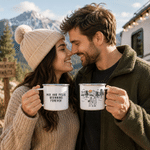 Personalized Black & White Line Outdoor Wedding 12 oz Enamel Mug with Name Daily Use Travel Wedding Anniversary Birthday Gift for Couple