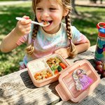 Personalized Cartoon Animal Photo Microwavable Lunch Box with Name Text and Cutlery Picnic Outdoor Activity Use Back to School Gift for Students