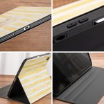 Custodia protettiva multicolore personalizzata a strisce per iPad con 1-3 foto di animali domestici, con nome: regalo commemorativo per compleanni e anniversari per gli amanti degli animali domestici