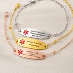 Gepersonaliseerde medische alarmarmband met gegraveerde medische gegevens – cadeau voor vrouwen