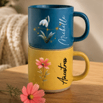 Personalised Retro Constellation Birth Flower Ceramic Coffee Mug with Name Daily Use Birthday Gift for Woman Mum