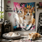 Personalised Graffiti Oil Pet Photo Soft Throw Blanket with Name Home Decor Daily Use Birthday Gift for Pet Lovers Family