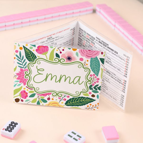 Personalized Multi-Style Colorful Monogram Name Tri-Folded Card Cover Sticker Set Birthday Mahjong Night Gift for Mahjong Lovers