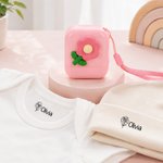 Personalised Fabric Clothing Self-Inking Name Stamp with Birth Flower Daily Use Birthday Gift for Family