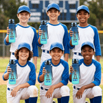 Personalized Multicolour Baseball Silhouette Water Bottle with Name and Number Daily Drinking Travel Birthday Gift for Teenagers Sports Lovers