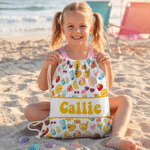 Personalised Cute Ice Cream Sun Crab Cloud Pattern Drawstring Bag with Name Beach Party Daily Use Birthday Gift for Kids Friends Family