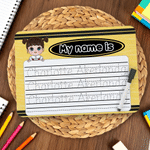Personalized Cartoon Kid Character Handwriting Name Tracing Board with Dry-Erase Pen Home Learning Accessory Back to School Birthday Gift for Kids