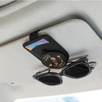 Gepersonaliseerde magnetische PU-leren brilhouder voor autozonneklep met naam en kindergezicht verjaardagscadeau voor ouders grootouders en chauffeurs