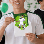 Personalized Splatter Paint 1-3 Photos Greeting Card with Name and Number Party Competition Day Team Gift for Athletes Sports Lovers