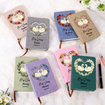 Personalised Heart-Shaped Birth Flower Swan Wedding Vow Journal Book with Name and Date Bridal Shower Party Wedding Gift for Newlyweds
