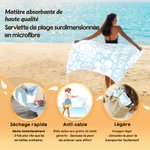 Serviette de plage surdimensionnée personnalisée avec nom - Motif floral tropical - Cadeau anniversaire vacances pour les amis la famille