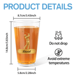Personalized Golf Player Swing Athlete Pattern 16 oz Clear Beer Glass with Name Daily Use Birthday Gift for Dad Golf Lovers