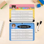 Personalized Cartoon Kid Character Handwriting Name Tracing Board with Dry-Erase Pen Home Learning Accessory Back to School Birthday Gift for Kids