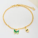 Personalized Birth Butterfly Leaf Pendant Bracelet with Initial Dainty Jewellery Daily Wear Anniversary Birthday Gift for Bestie Bridesmaid