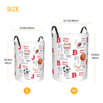 Personalized Ball Sports Pattern Storage Laundry Basket with Name and Durable Handles Back to School Birthday Gift for Boys Sports Lovers