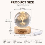 Personalized Four-Leaf Cover Round Crystal Ball LED Night Light with Name and Wooden Base Home Decor Birthday Gift for Kids Friends