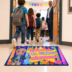 Personalized Welcome to Classroom Crayon Cartoon Character Durable Non-Slip Doormat with Name Appreciation Back to School Gift for Teachers