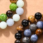 Personalized Eye Colour Beads Matching Couple Bracelets with Initial and Date Birthday Anniversary Gift for Couple