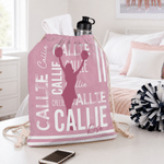 Personalized Sports Figure Silhouette Microfiber Drawstring Beach Backpack with Name Travel Essentials Beach Party Gift for Sports Lovers