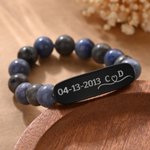 Personalized Eye Colour Beads Matching Couple Bracelets with Initial and Date Birthday Anniversary Gift for Couple