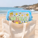Personalised Lemon Bow Clear Makeup Bag with Name Travel Essential Beach Party Birthday Gift for Women Girls