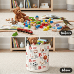 Personalized Ball Sports Pattern Storage Laundry Basket with Name and Durable Handles Back to School Birthday Gift for Boys Sports Lovers