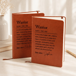 Personalized Warrior Faux Leather Journal Notebook with Name Inspirational Encouragement Cancer Recovery Anniversary Gift for Cancer Patient Survivor