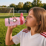 Personalized Cartoon Soccer Character 12 oz Insulated Water Bottle with Name and Initial Back to School Birthday Gift for Kid Soccer Player