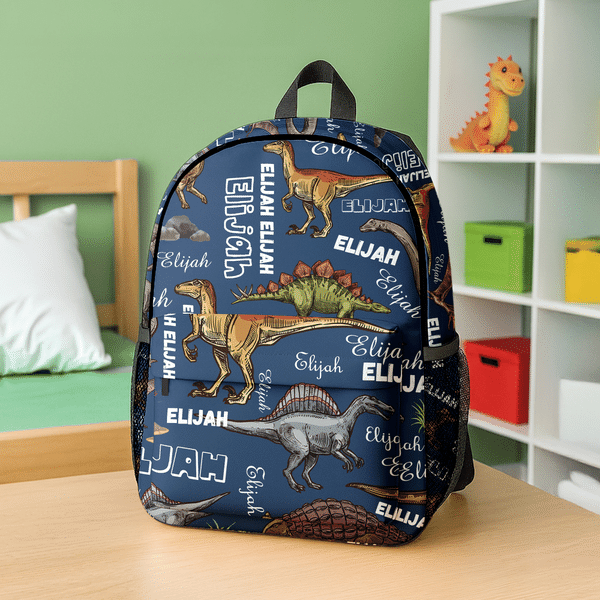 Personalized Dinosaur Theme Multicolour Large Capacity Backpack with Name Back to School Birthday Gift for Kids Dinosaur Lovers
