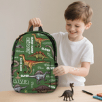 Sac à dos personnalisé sur le thème des dinosaures, multicolore et de grande capacité, avec prénom : cadeau de rentrée scolaire ou d'anniversaire pour les enfants passionnés de dinosaures