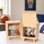 Personalized Cartoon Animal Ball Sports Wooden Piggy Bank with Name Back to School Children's Day Birthday Gift for Kids Students