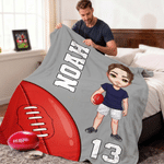 Personalized Multicolor Cartoon AFL Character Soft Throw Blanket with Name and Number Home Decor Team Birthday Gift for AFL Lovers