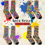Personalized Multicolor Graffiti Street Art Breathable Mid-Calf Socks with Name Daily Wear Back to School Birthday Gift for Kid Teenager