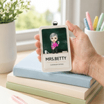 Personalised Cartoon Character Classroom Captain PU Leather ID Card Badge Holder with Langarden Back to School Teacher's Day Graduation Gift for Teacher