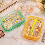 Personalised Lemon Bow Clear Makeup Bag with Name Travel Essential Beach Party Birthday Gift for Women Girls