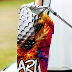 Personalized Fire Ball-Themed Quick Dry Waffle Sport Towel with Name and Carabiner Gym Training Game Day Gift for Sports Lovers