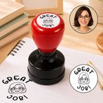 Personalized Teacher Face Portrait Multicolor Self-Inking Stamp with Text Teacher's Day Thank You Motivational Gift for Teachers