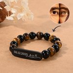 Personalized Eye Colour Beads Matching Couple Bracelets with Initial and Date Birthday Anniversary Gift for Couple