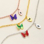 Personalized Birth Butterfly Leaf Pendant Bracelet with Initial Dainty Jewellery Daily Wear Anniversary Birthday Gift for Bestie Bridesmaid