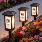 Personalisierte Solar-Gedenkleuchte mit Foto und Schmetterling | mit Namen und Jahr | Garten-Deko | Erinnerungsgeschenk für Familie und Freunde