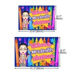 Personalized Welcome to Classroom Crayon Cartoon Character Durable Non-Slip Doormat with Name Appreciation Back to School Gift for Teachers