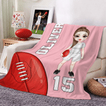 Personalized Multicolor Cartoon AFL Character Soft Throw Blanket with Name and Number Home Decor Team Birthday Gift for AFL Lovers
