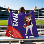 Personalized Multicolor Cartoon AFL Character Soft Throw Blanket with Name and Number Home Decor Team Birthday Gift for AFL Lovers