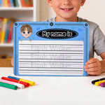 Personalized Cartoon Kid Character Handwriting Name Tracing Board with Dry-Erase Pen Home Learning Accessory Back to School Birthday Gift for Kids